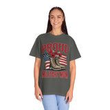 Proud Military Mom Shirt, Patriotic Army Mom T Shirt, Boots and Flowers Graphic Tee, American Flag Family Support Gift