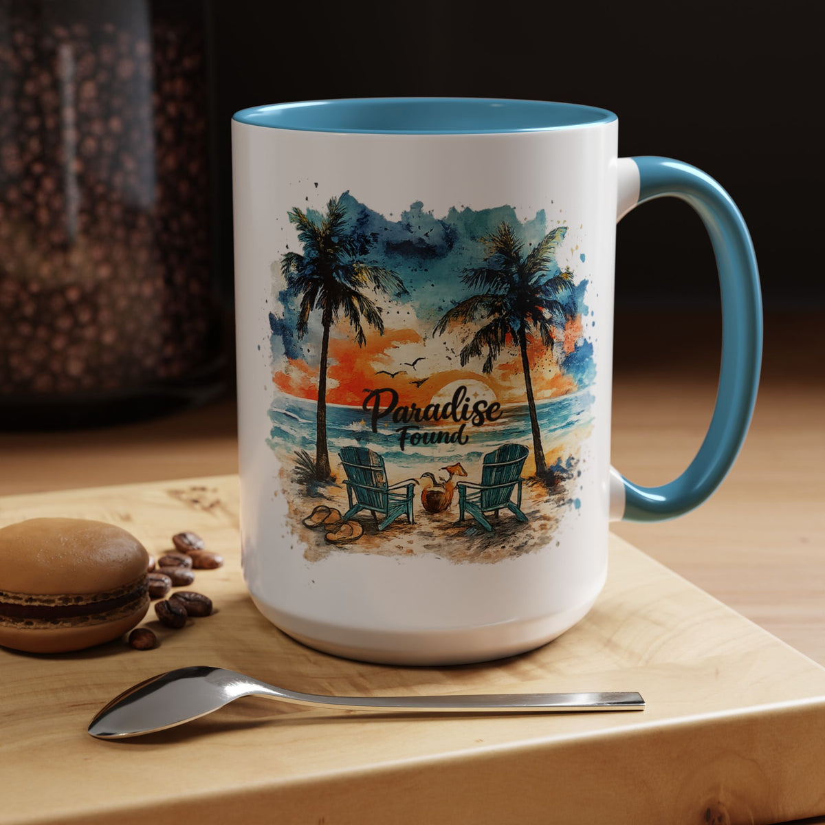 Tropical Beach Paradise Coffee Mug, Coastal Vacation Mug, Paradise Found Beach Lover Gift, Ocean Sunset Coffee Cup, Island Life Mug