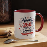 Happy 250th Fourth of July Coffee Mug, Semiquincentennial Gift for History Lovers, 1776 to 2026 Patriotic Ceramic Tea Cup