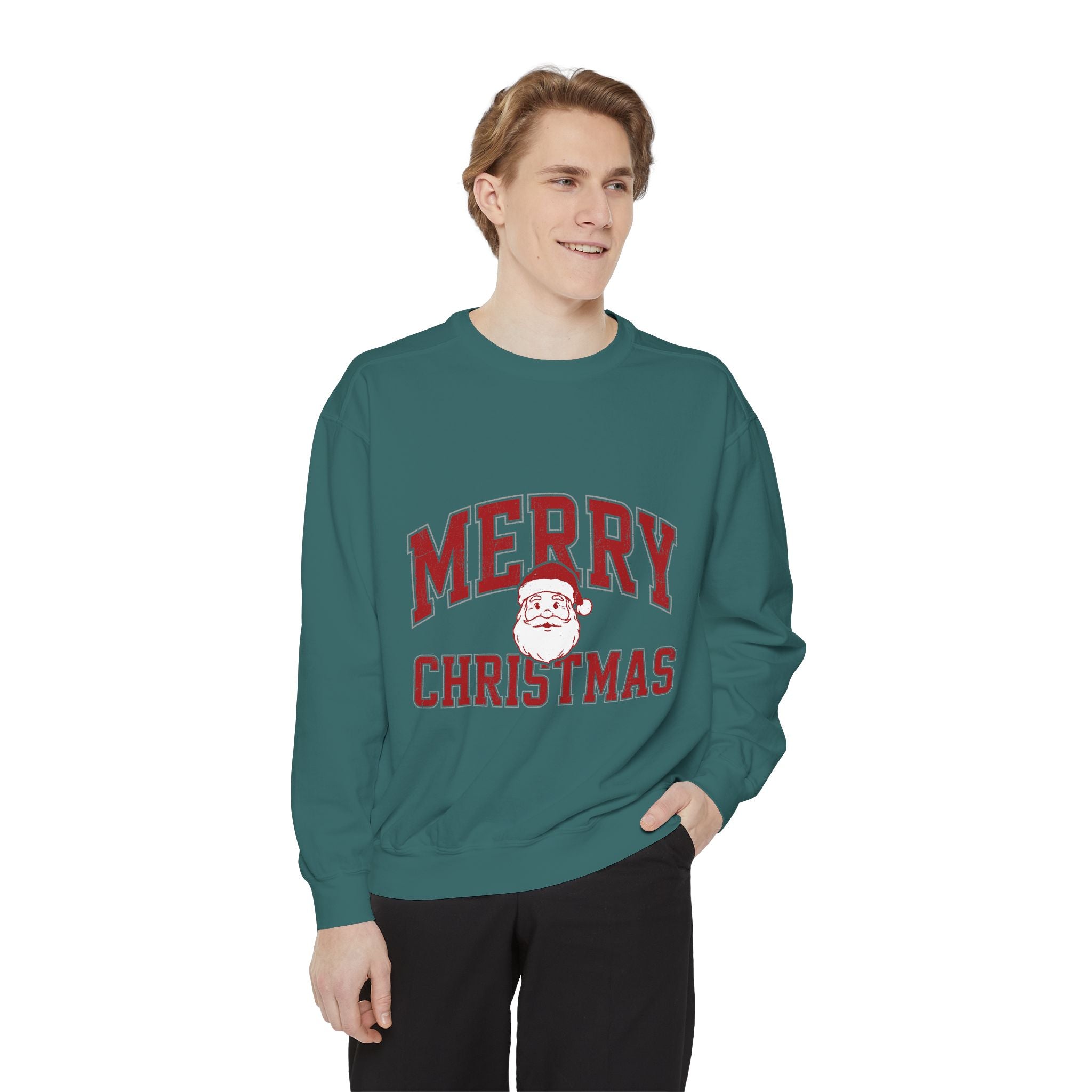Merry Christmas Santa Sweatshirt, Vintage Holiday Crewneck, Festive Christmas Party Pullover, Retro Santa Claus Gift for Family Photos