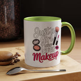 Makeup Lover Coffee Mug, Just a Girl Who Loves Makeup Quote, Lipstick and Brush Design, Birthday Gift for Beauty Enthusiast or Makeup Artist