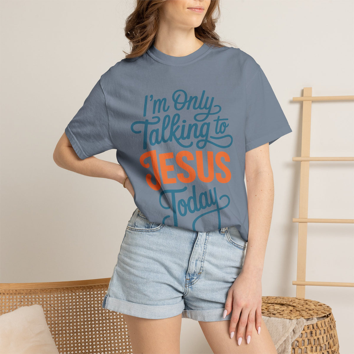 Christian Faith Comfort Colors Shirt, I'm Only Talking To Jesus Today Tee, Religious Graphic Shirt, Prayer Warrior Gift for Women