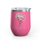Floral Wine Tumbler, Pink Peony Insulated Tumbler, Flower Lover Gift, Elegant Drink Cup for Women, Summer Gift, Birthday Gift for Her