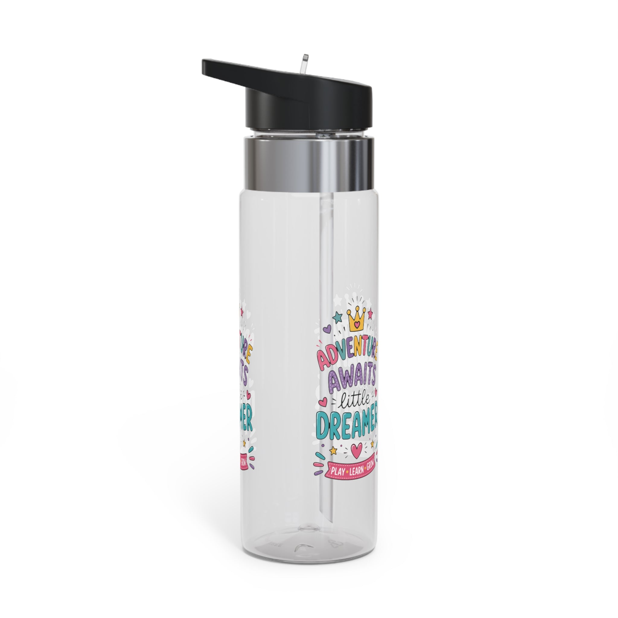 Kids Clear Water Bottle, Little Dreamer School Drink Bottle, Cute Girls Water Bottle, Colorful Back to School Gift, Play Learn Grow