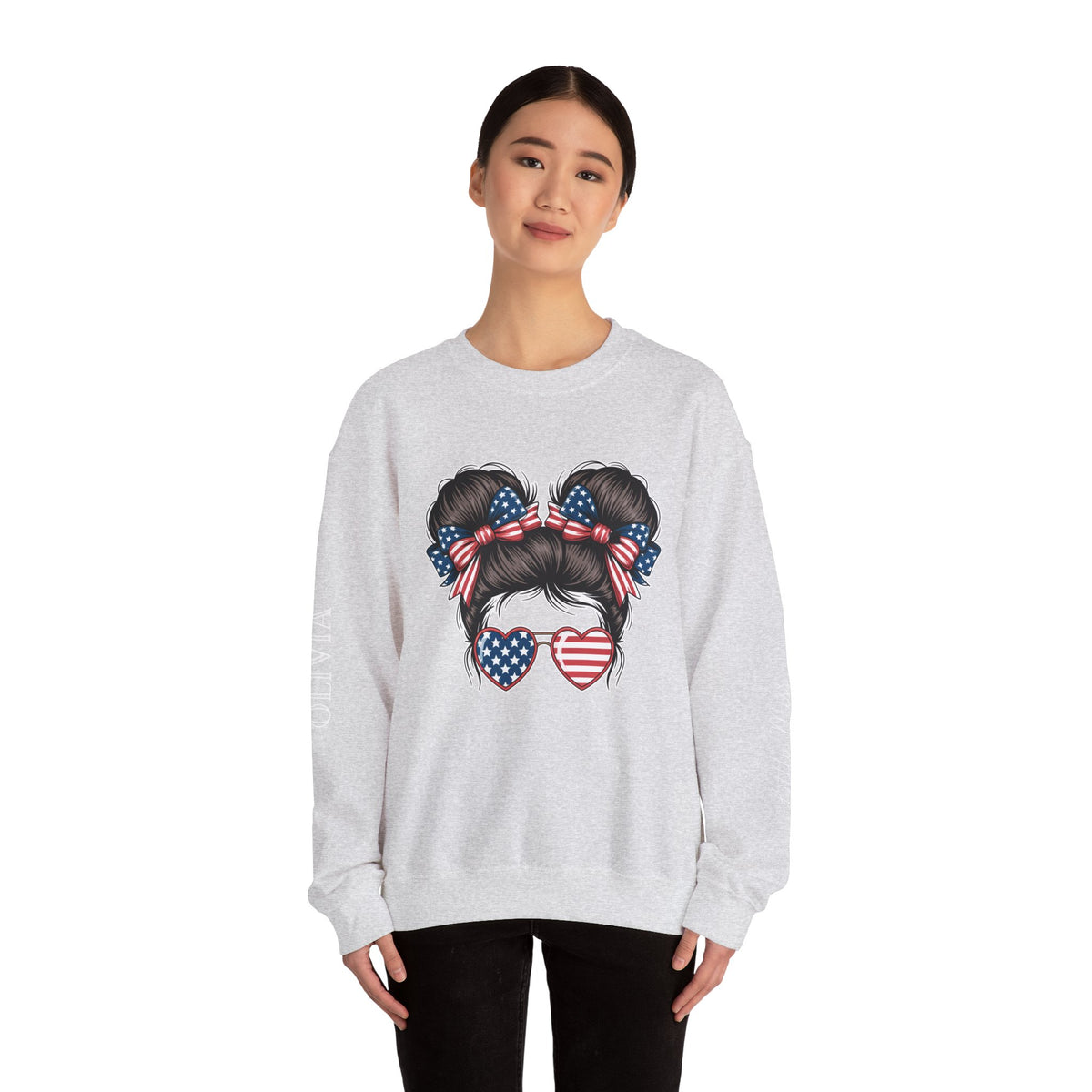 Personalized Patriotic Sweatshirt, Custom Little Miss Pullover, American Flag Girl Crewneck, Fourth of July Gift, USA Country Shirt