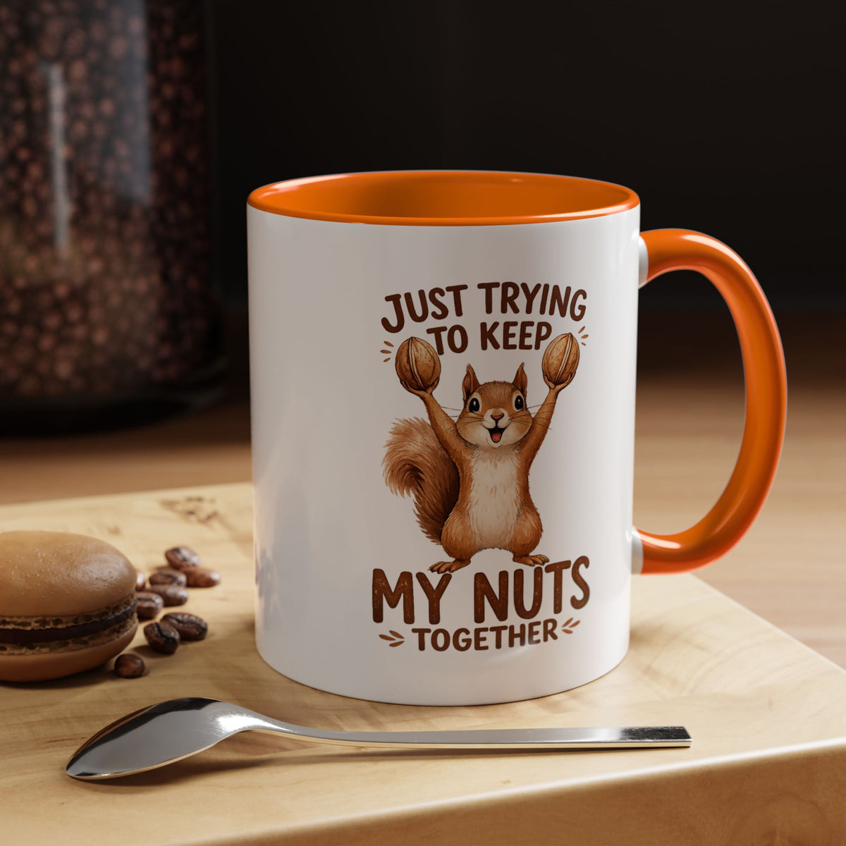 Funny Squirrel Coffee Mug, Just Trying To Keep My Nuts Together Mug, Cute Squirrel Mug, Woodland Animal Gift for Nature Lovers