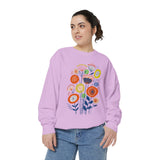 Retro Floral Graphic Sweatshirt, Colorful Botanical Pullover for Flower Lovers, Mid Century Garden Top, Cheerful Nature Gift for Her