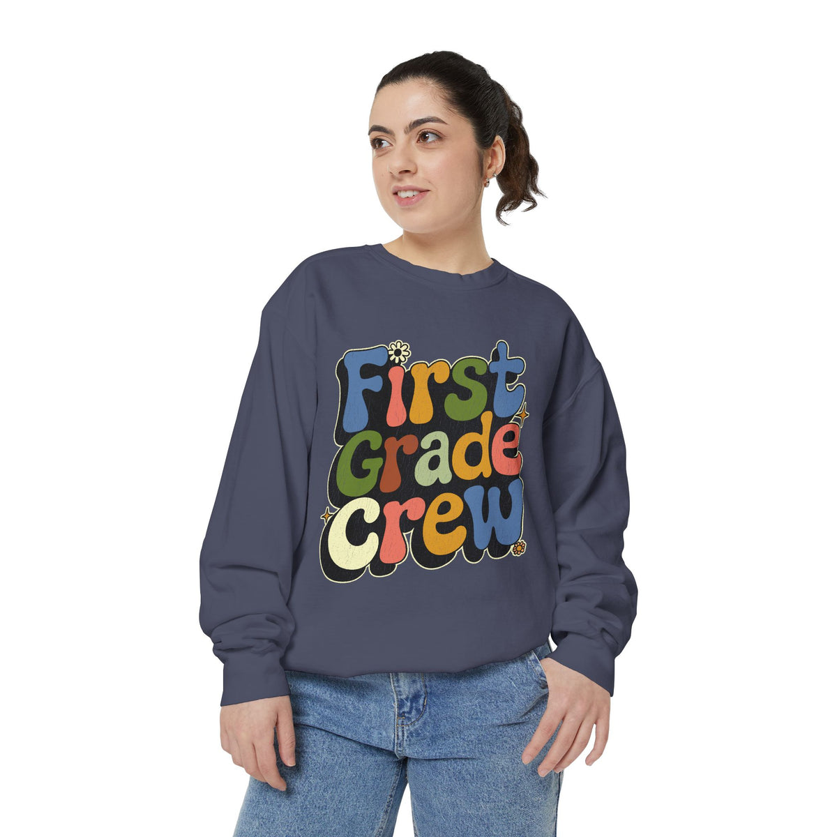 First Grade Crew Sweatshirt, Retro Teacher Team Crewneck, Elementary School Staff Gift, First Day Classroom Outfit, Grade One Team Pullover