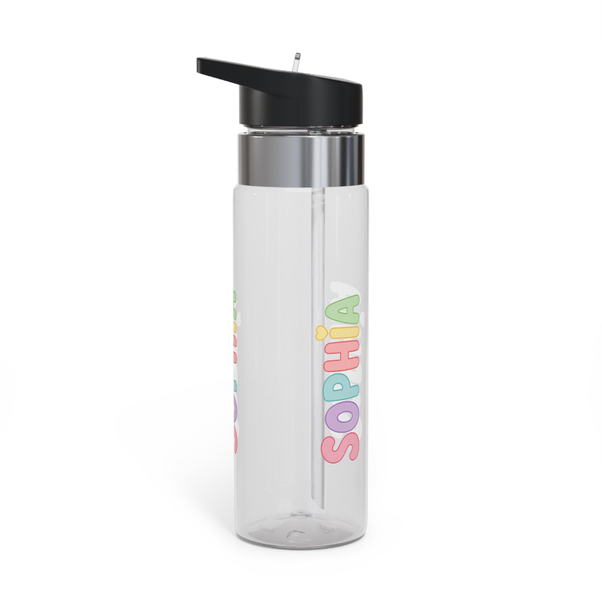 Personalized Transparent Water Bottle for Girls, Cute Name Drink Bottle, Colorful School Water Bottle, Back to School Gift