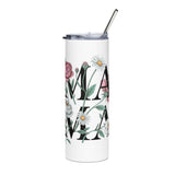 Floral Mama Skinny Tumbler, Personalized Mom Drink Cup, Botanical Mothers Day Gift, Feminine Coffee Cup, Gift for Mom, Floral Drinkware