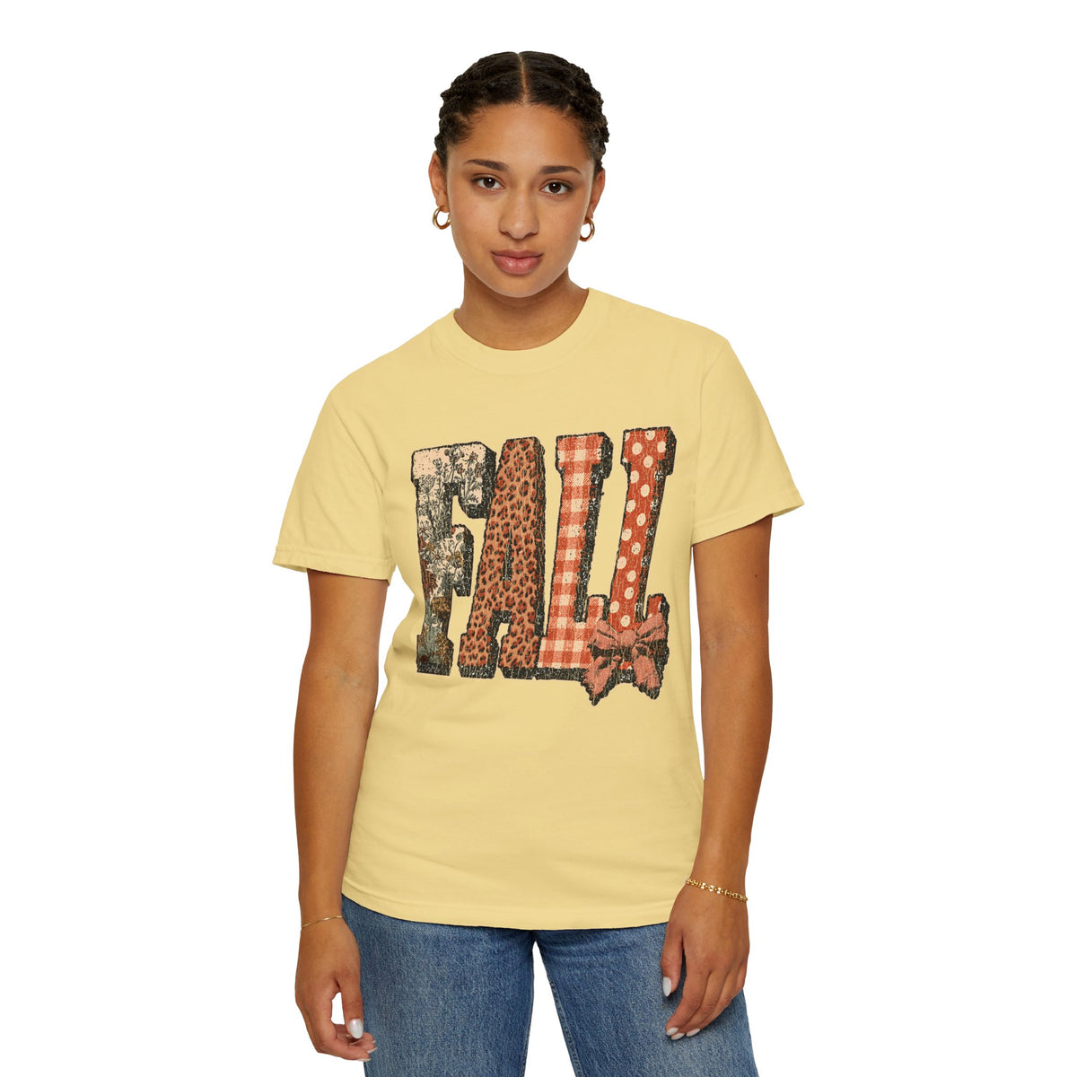 Patchwork Fall Shirt, Floral Leopard Plaid Autumn Graphic Tee, Coquette Bow Seasonal Gift for Women, Cozy Thanksgiving Outfit for Her