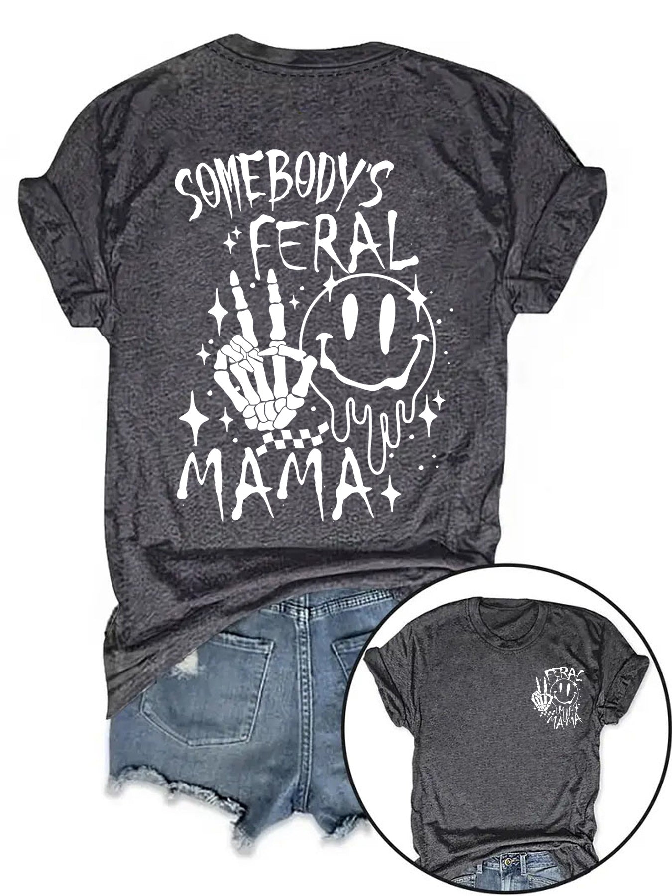 Halloween pattern round neck short sleeved shirt
