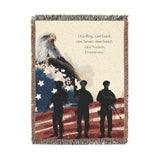 Patriotic Military Woven Blanket, American Eagle Flag Throw, Veteran Family Gift, USA Home Decor, Memorial Day Military Appreciation Gift