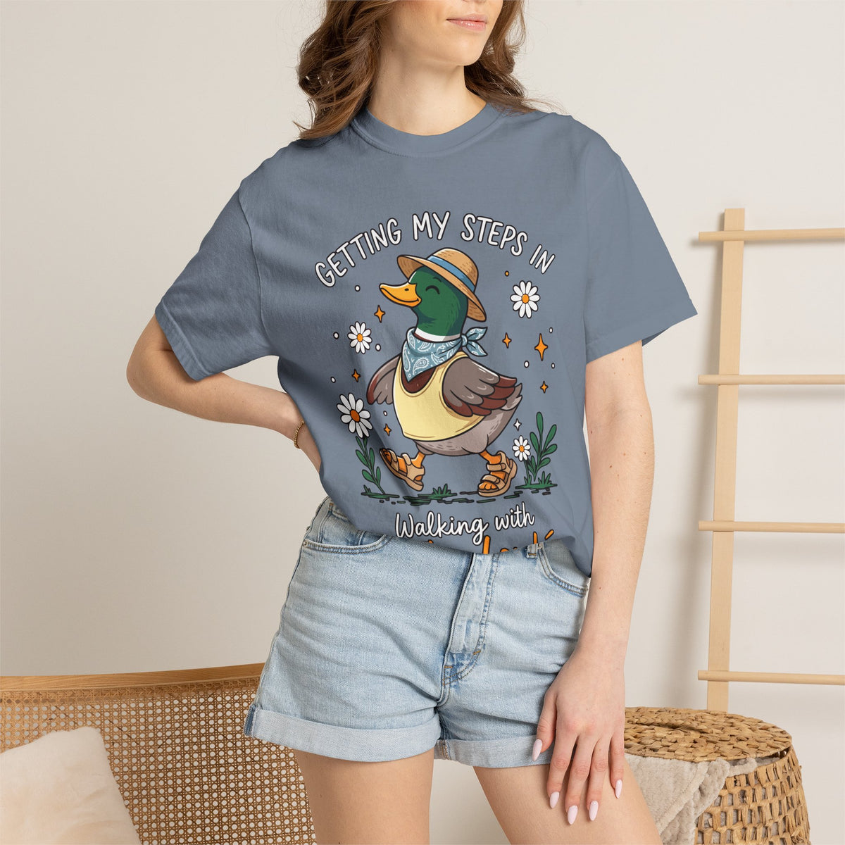 Christian Duck Comfort Colors Shirt, Walking with the Lord Graphic Tee, Cute Faith Based Duck Shirt, Trendy Christian Comfort Tee