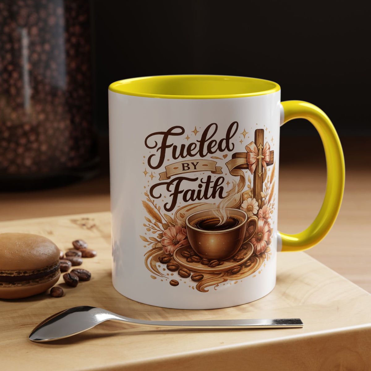 Christian Coffee Mug Fueled By Faith, Faith Based Coffee Cup, Religious Gift for Women, Prayer Warrior Mug, Inspirational Christian Gift