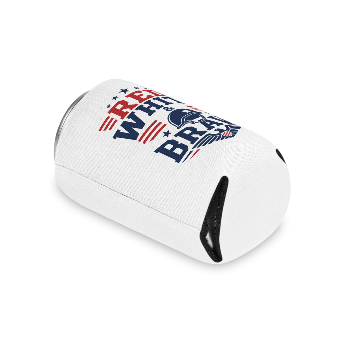 Patriotic Red White Blue Can Cooler, Military Inspired Drink Holder, American Flag Beverage Sleeve, Veteran Gift, USA Party Favor