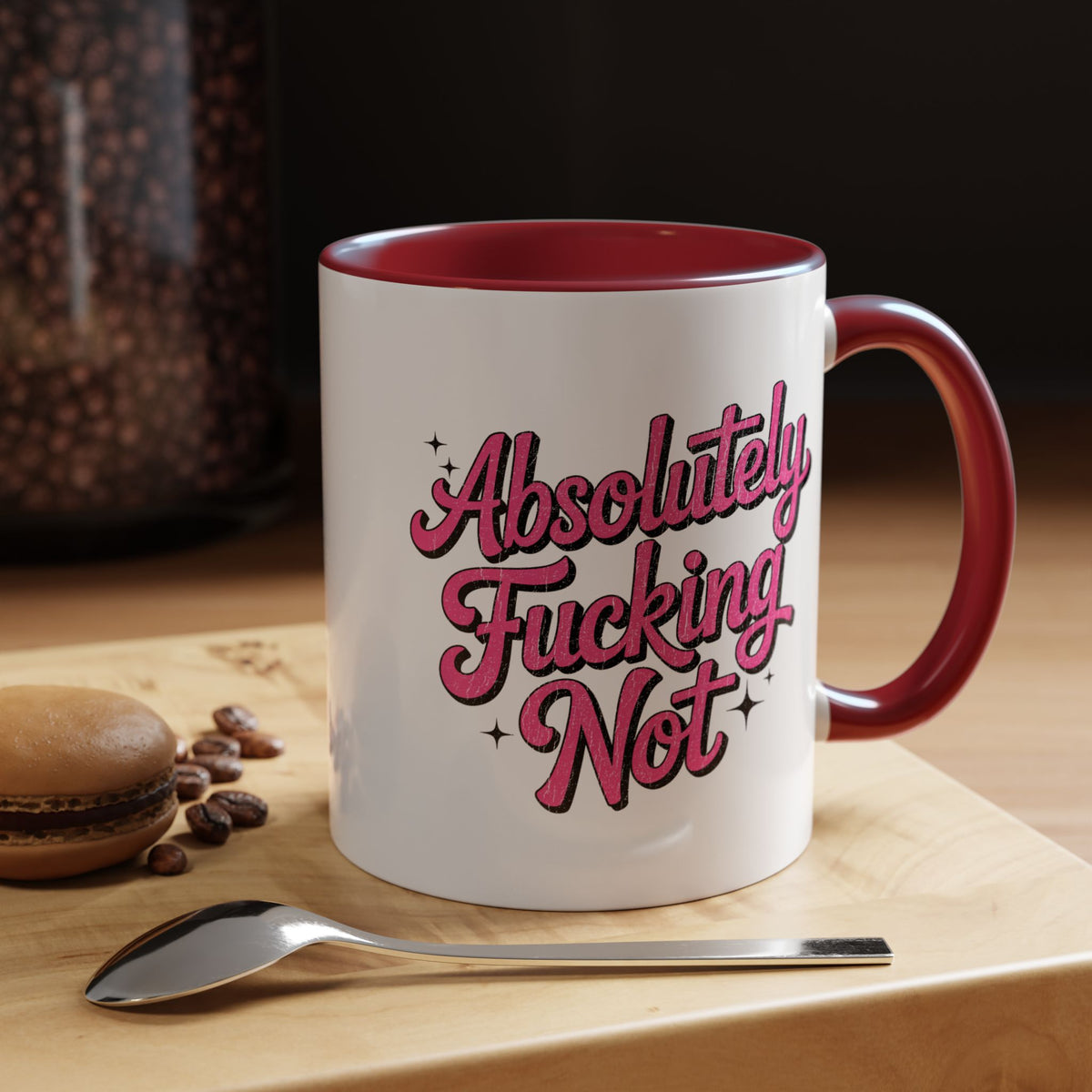 Absolutely Not Coffee Mug, Funny Sarcastic Pink Retro Lettering, Sassy Birthday Gift for a Best Friend or Office Work Bestie