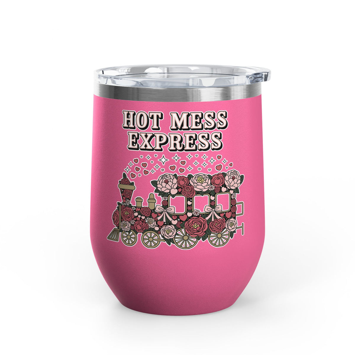Hot Mess Express Wine Tumbler, Floral Drinkware, Funny Gift for Busy Moms, Besties, Coworkers and Chaos Coordinators