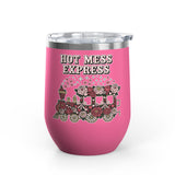 Hot Mess Express Wine Tumbler, Floral Drinkware, Funny Gift for Busy Moms, Besties, Coworkers and Chaos Coordinators
