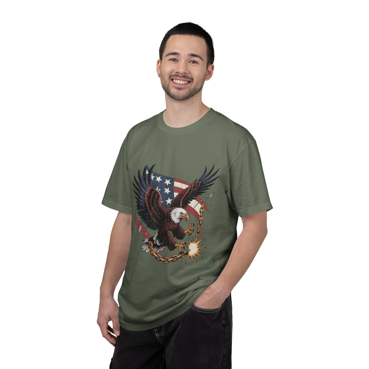 Patriotic Eagle Shirt, American Flag T Shirt, Bald Eagle Military Tee, Veteran Gift, USA Graphic Shirt, Fourth of July Patriotic Top