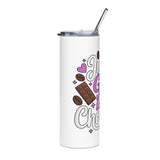 Chocolate Lover Skinny Tumbler with Straw, Just a Girl Who Loves Chocolate, Cute Sweet Treat Tumbler, Dessert Lover Gift for Her, Coffee Cup