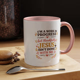 I'm a Work in Progress Christian Coffee Mug, Encouraging Faith Gift for Women, Inspirational Jesus Scriptures Ceramic Tea Cup, Religious Quote