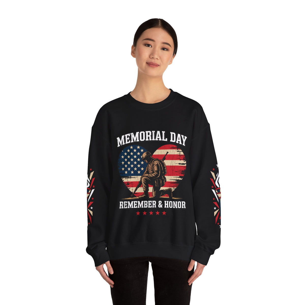 Memorial Day Sweatshirt, Patriotic Military Pullover, Remember and Honor American Flag Crewneck, Veteran Gift, Memorial Day Shirt