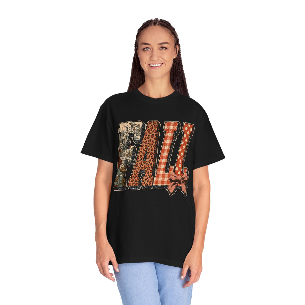 Patchwork Fall Shirt, Floral Leopard Plaid Autumn Graphic Tee, Coquette Bow Seasonal Gift for Women, Cozy Thanksgiving Outfit for Her