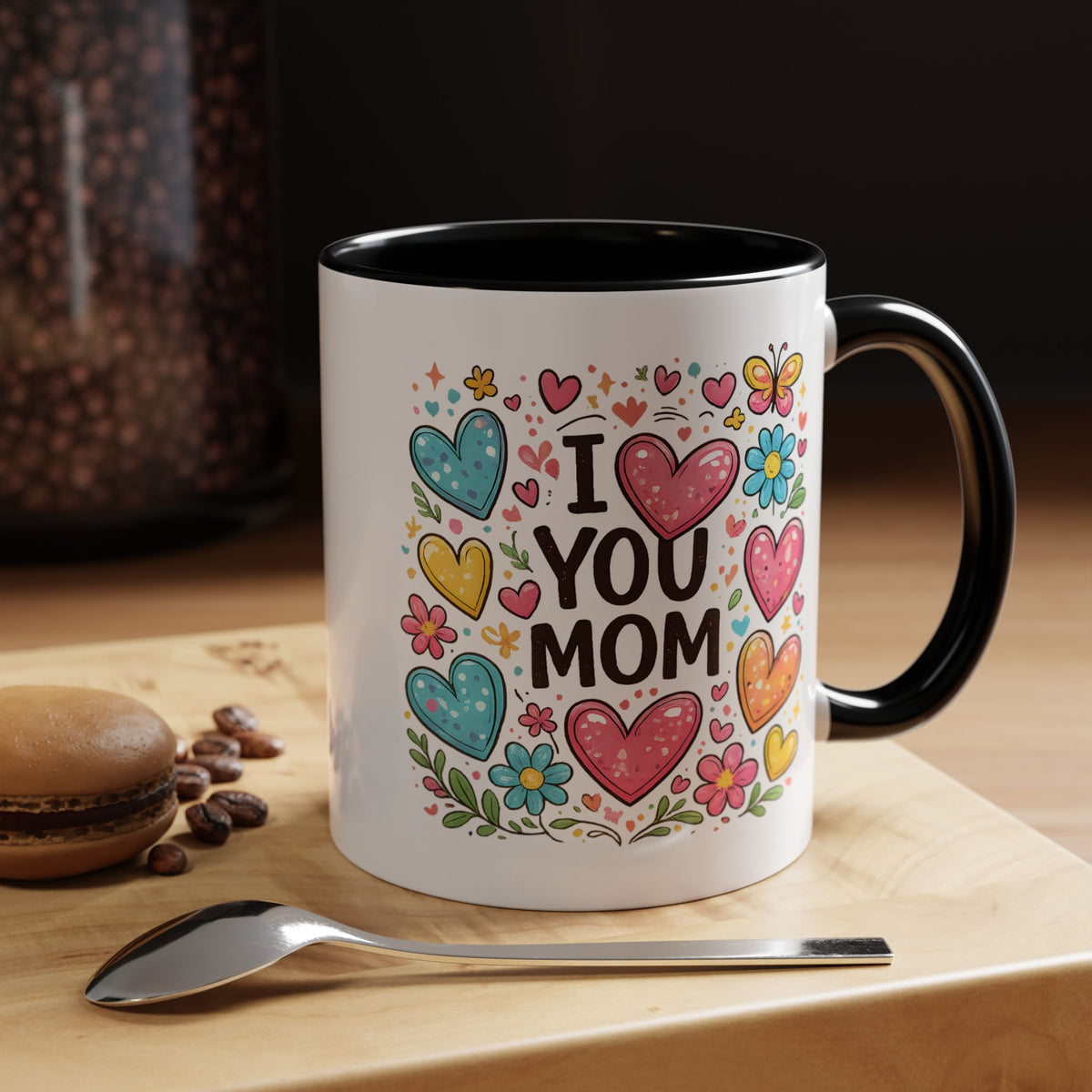 I Love You Mom Heart Mug, Mother's Day Coffee Mug, Gift for Mom from Daughter or Son, Cute Heart Coffee Cup, Mom Appreciation Gift
