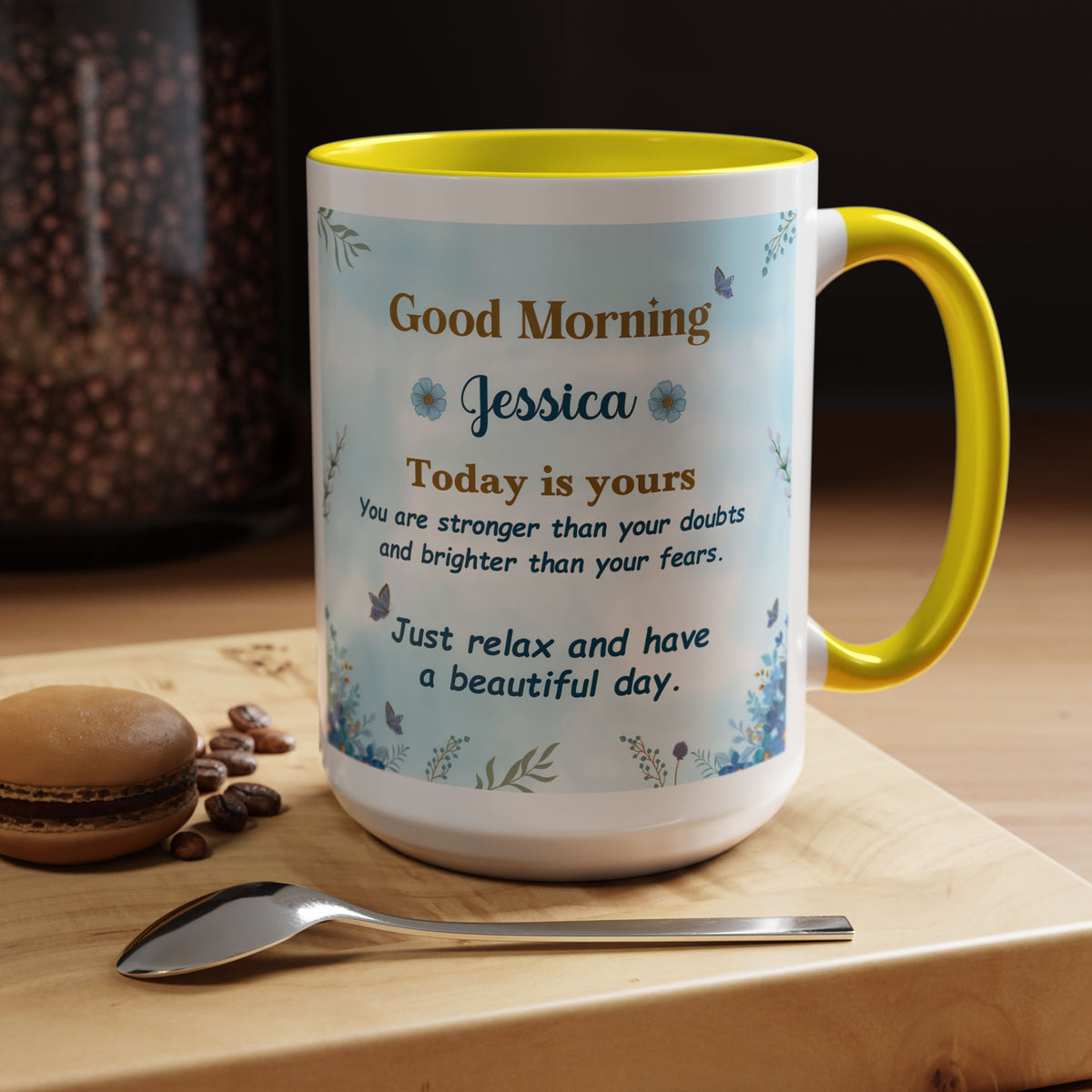 Personalized Good Morning Mug, Custom Name Coffee Mug, Inspirational Morning Cup, Positive Quote Mug, Encouragement Gift for Her