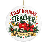 Personalized First Holiday as a Teacher Ornament, New Teacher Christmas Gift, First Year Teaching Keepsake, Custom Educator Gift 2026