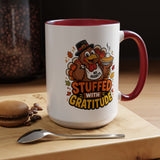 Stuffed With Gratitude Mug, Funny Thanksgiving Turkey Coffee Cup, Friendsgiving Hostess Gift, Cute Fall Drinkware for Food Lovers