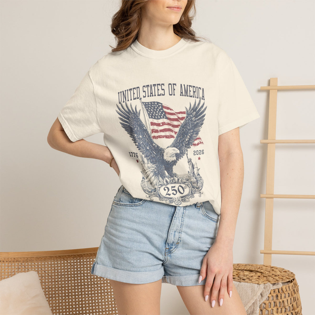 Patriotic Eagle Graphic T Shirt, America 250 Anniversary Tee, Vintage USA Flag Shirt, Fourth of July Americana Shirt for Men Women
