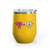 Heart and Peace Sign Wine Tumbler, Cute Friendship Gift, Love and Unity Drinkware, Valentine's Day Gift for Her or Best Friend