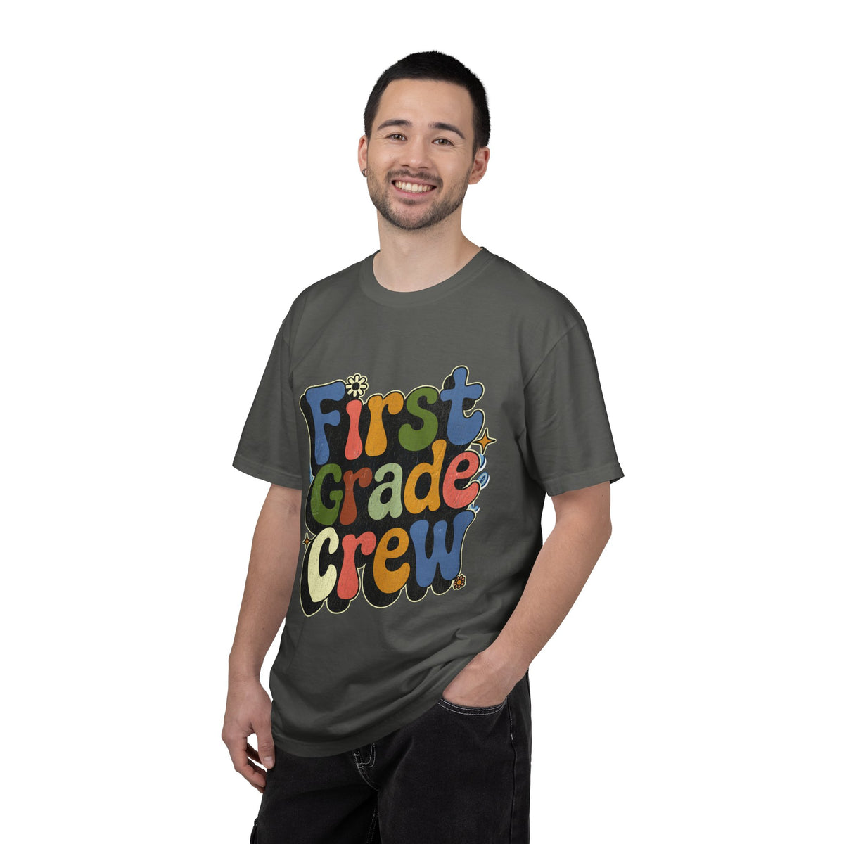 First Grade Crew T-Shirt, Retro Teacher Team Graphic Tee, Elementary School Staff Gift, First Day Classroom Outfit, Grade One Shirt