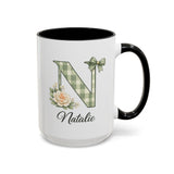 Personalized Monogram Mug with Custom Name, Floral Initial Coffee Mug for Women, Custom Letter Cup, Birthday Gift for Her, Bridesmaid Gift