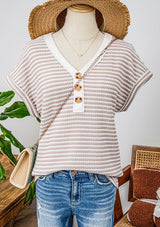 V-neck button top short sleeved shirt