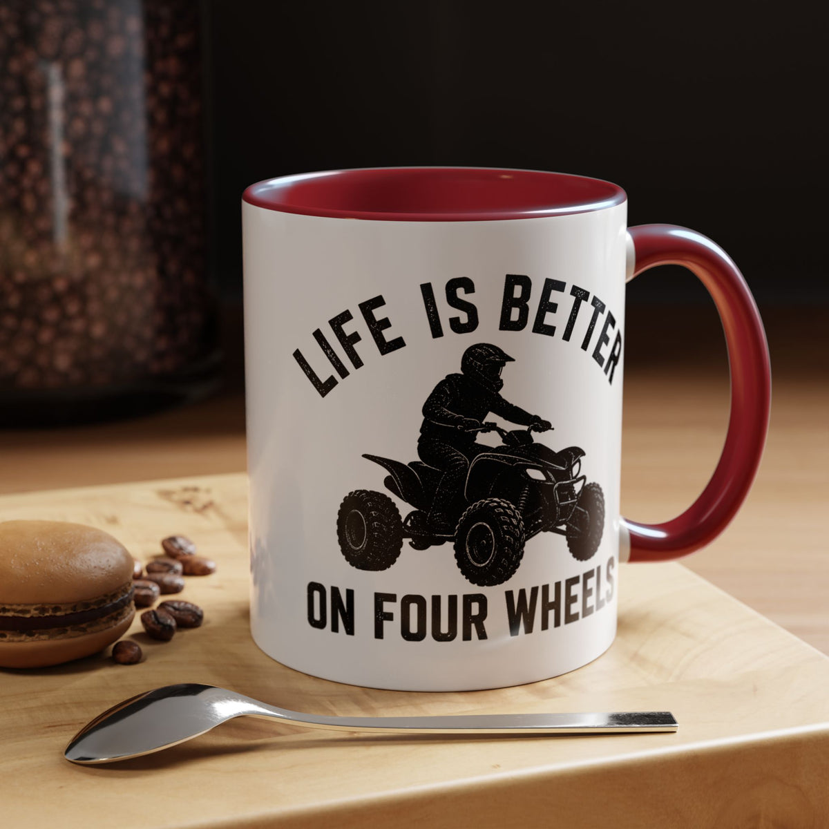 ATV Rider Coffee Mug, Life Is Better On Four Wheels Mug, Quad Bike Lover Gift, Off Road Adventure Coffee Cup, ATV Enthusiast Mug