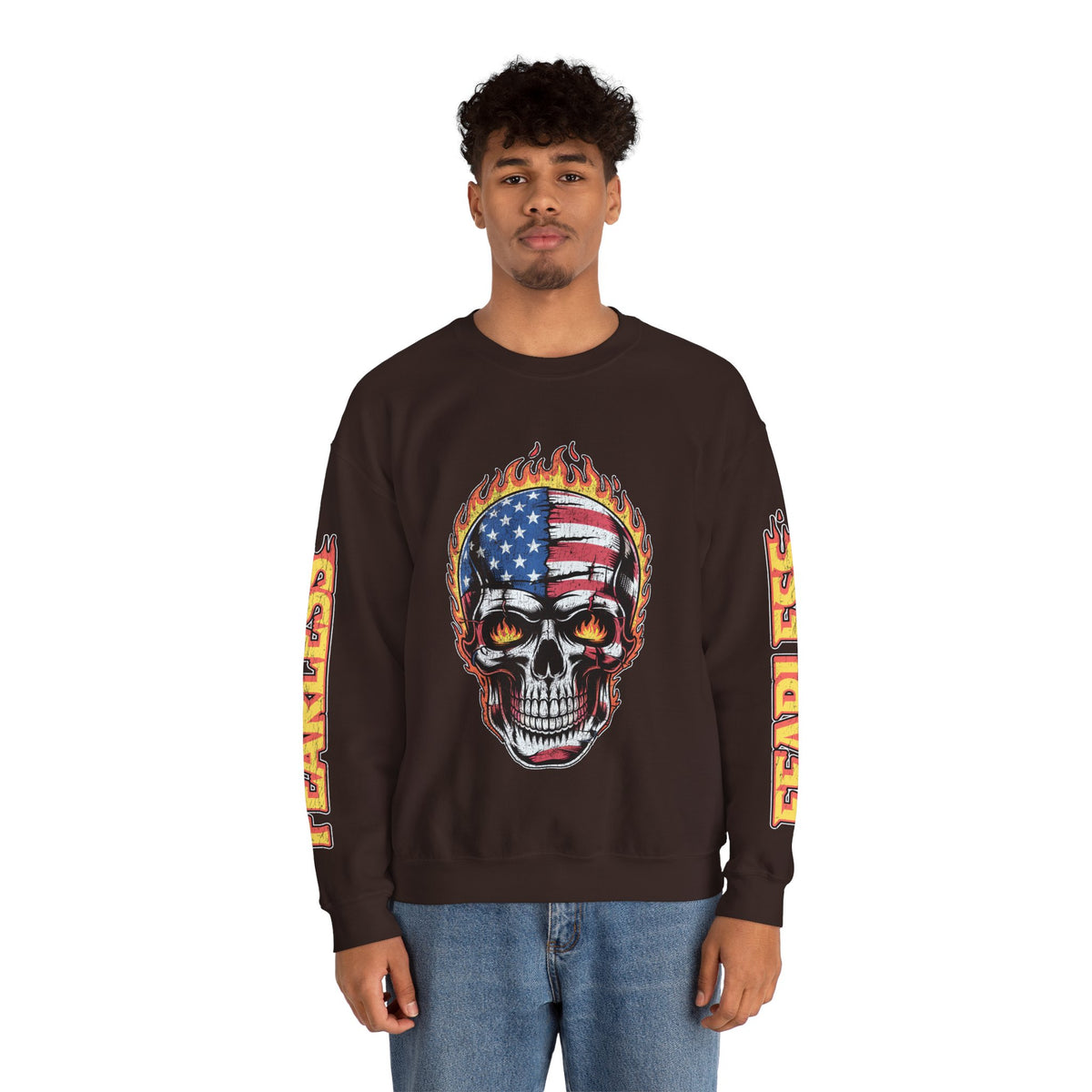 Patriotic Skull Sweatshirt, American Flag Skull Pullover, USA Biker Style Top, Edgy Americana Clothing, Fourth of July Gift