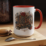 Vintage Patriotic Floral Coffee Mug, Liberty Stars and Blooms Mug, Americana Rose Art Cup, Fourth of July Gift, USA Lover Mug