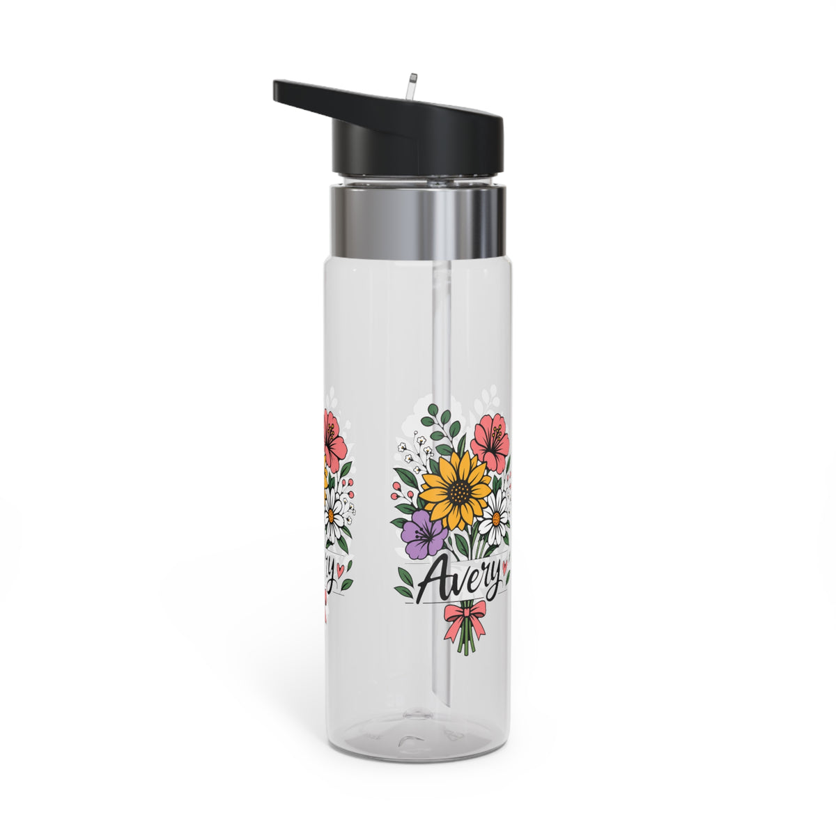 Personalized Water Bottle for Girls, Floral Reusable Drink Bottle, Custom Name Gift, Cute School Water Bottle, Hydration Bottle