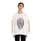 Patriotic Skull Sweatshirt, American Flag Skull Pullover, USA Biker Style Top, Edgy Americana Clothing, Fourth of July Gift