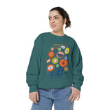 Retro Floral Graphic Sweatshirt, Colorful Botanical Pullover for Flower Lovers, Mid Century Garden Top, Cheerful Nature Gift for Her