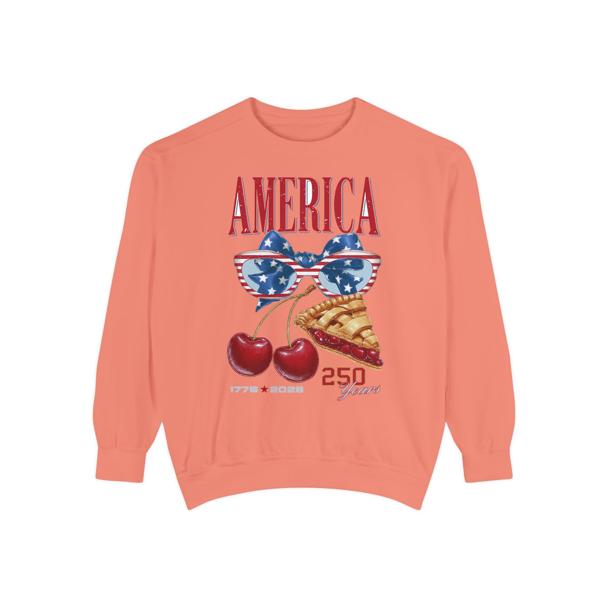 America 250th Anniversary Comfort Colors Sweatshirt, Patriotic Cherry Pie Crewneck, USA 1776 to 2026 Sweatshirt, Fourth of July Pullover
