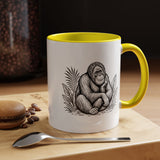 Orangutan Mug, Black and White Primate Coffee Cup, Jungle Animal Lover Gift, Wildlife Conservation Present, Rustic Nature Decor Gift