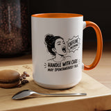 Funny Coffee Lover Mug, Caffeine Incoming Coffee Cup, Handle With Care Mug, Funny Coworker Gift, Office Humor Mug for Women