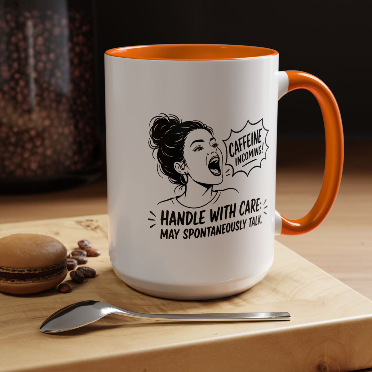 Funny Coffee Lover Mug, Caffeine Incoming Coffee Cup, Handle With Care Mug, Funny Coworker Gift, Office Humor Mug for Women