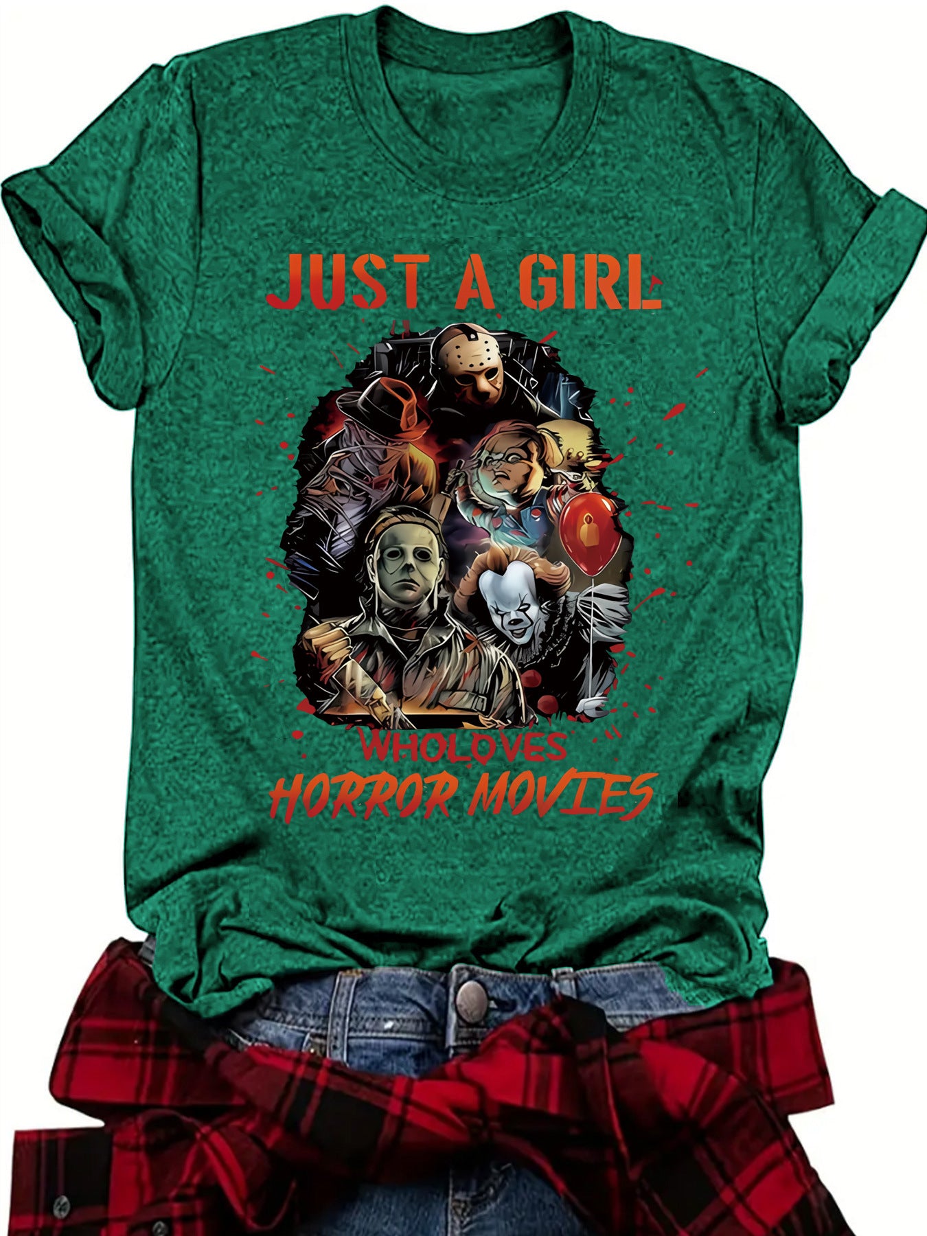 Halloween pattern round neck short sleeved shirt