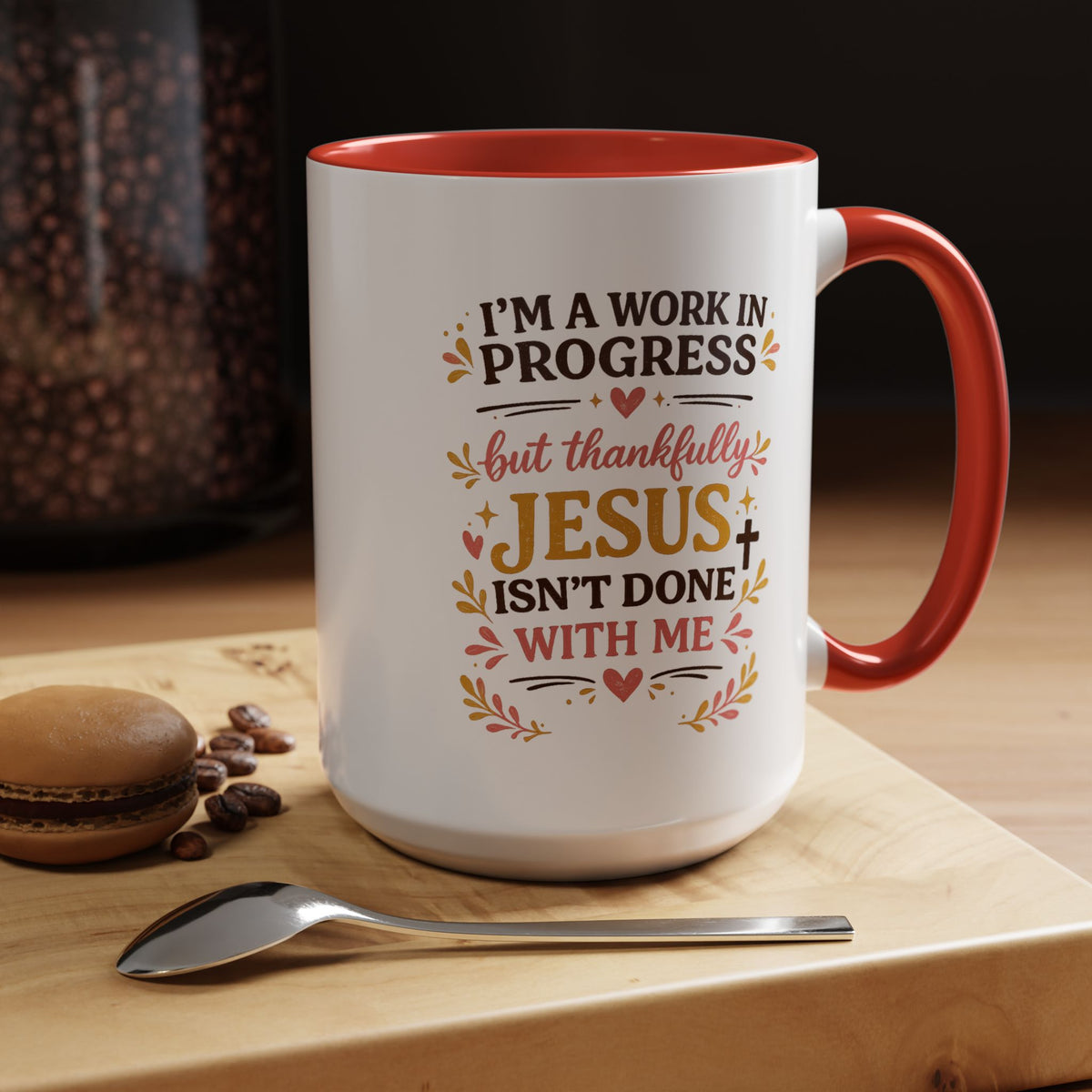 I'm a Work in Progress Christian Coffee Mug, Encouraging Faith Gift for Women, Inspirational Jesus Scriptures Ceramic Tea Cup, Religious Quote