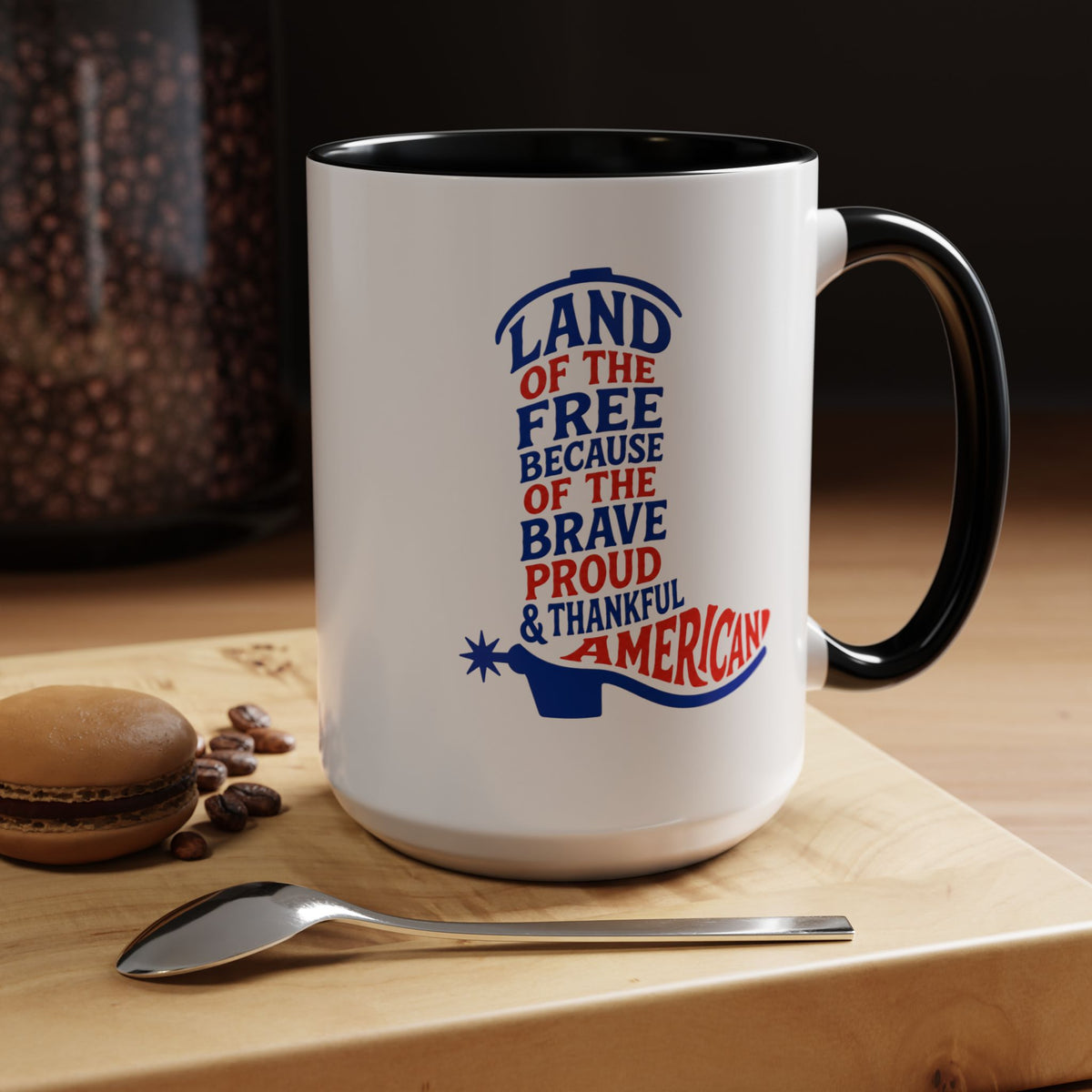 Land of the Free Because of the Brave Mug, Patriotic American Coffee Mug, Proud and Thankful USA Gift, Veteran Family Cup